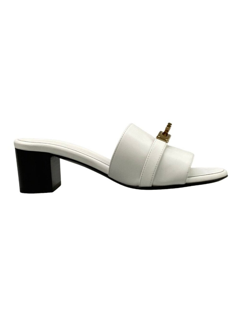 Hermes Mules Jige 50 White Gold Kelly Leather 35 - Picture 2 of 11